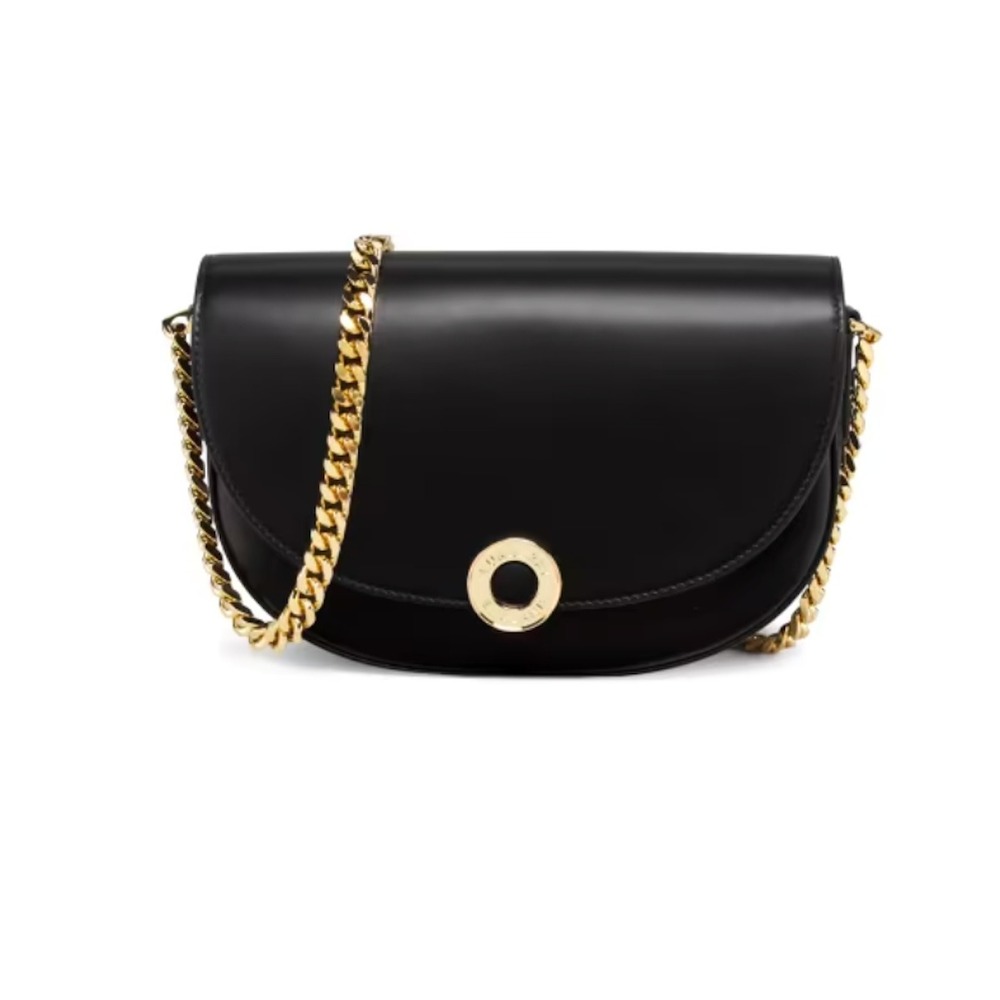 Burberry Claudinne Black Leather Chain Shoulder Bag‎ Gold Hardware New Auth